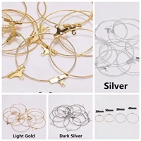 25mm 30mm 3540mm round circle wire earring hooks gold color silver color metal clasps for jewelry making diy findings supplies