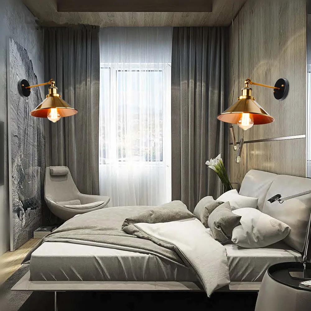 Винтажная настенная лампа Vintage Loft Led для декора дома в стиле индустриальный ретро освещение в ванной комнате с железным плафоном E27 Edison светильник на стену.