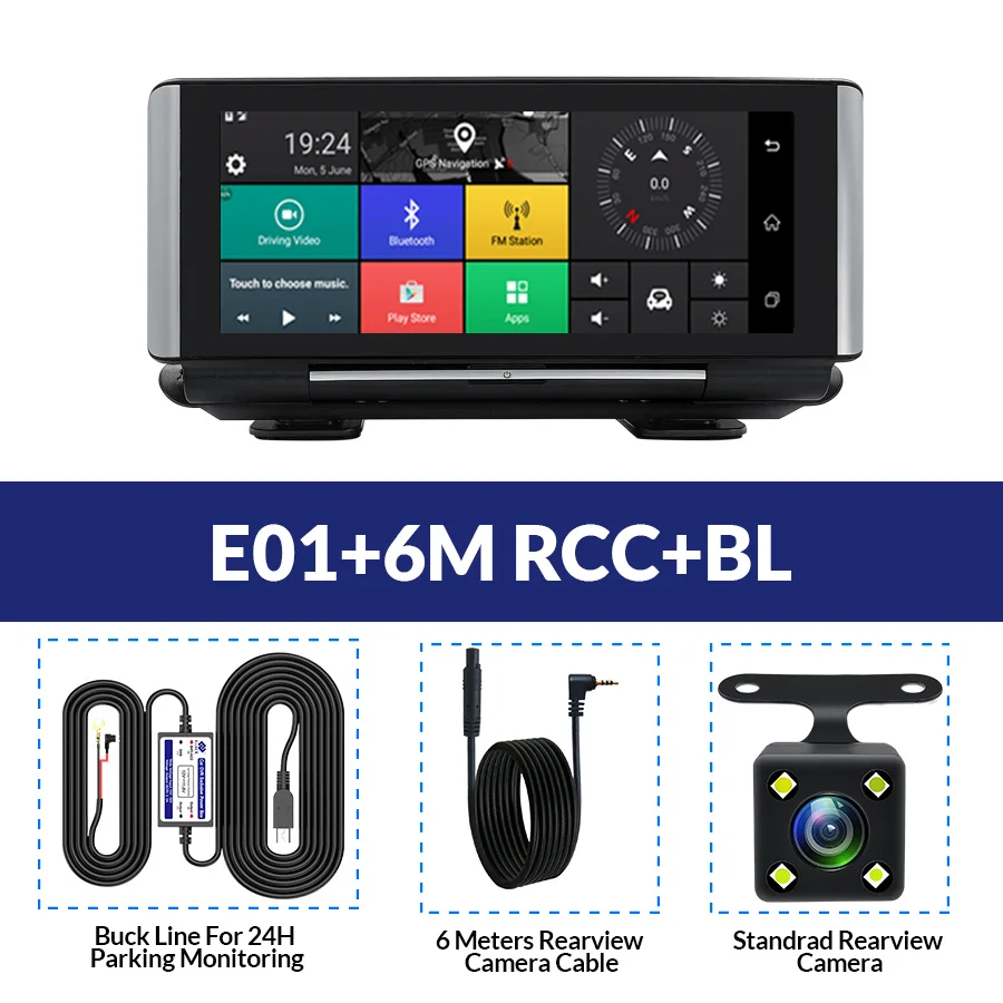 E01-6M RCC-BL E-ACE E01 Автомобильный видеорегистратор gps 4G навигационный трекер " Android 5,1 Автомобильная камера wifi 1080P ADAS видео рекордер для автомобильных навигаторов туризма - Название цвета: E01-6M RCC-BL