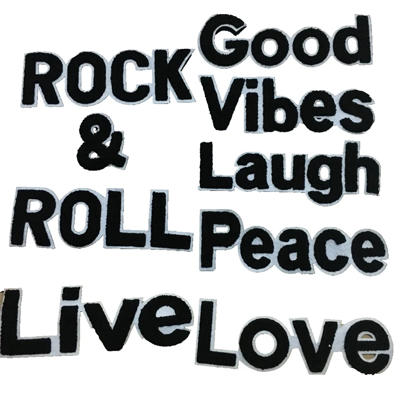 Черные нашивки с надписью Love Live Peace Good Vibes ROCK RoLL вышитые для одежды куртки