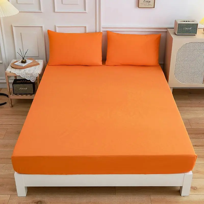 

Soft Fitted sheet With Elastic Band solid Bed Sheet Cover-Wrinkle,Fade,Stain and Abrasion Resistant Sheets Single double bed set