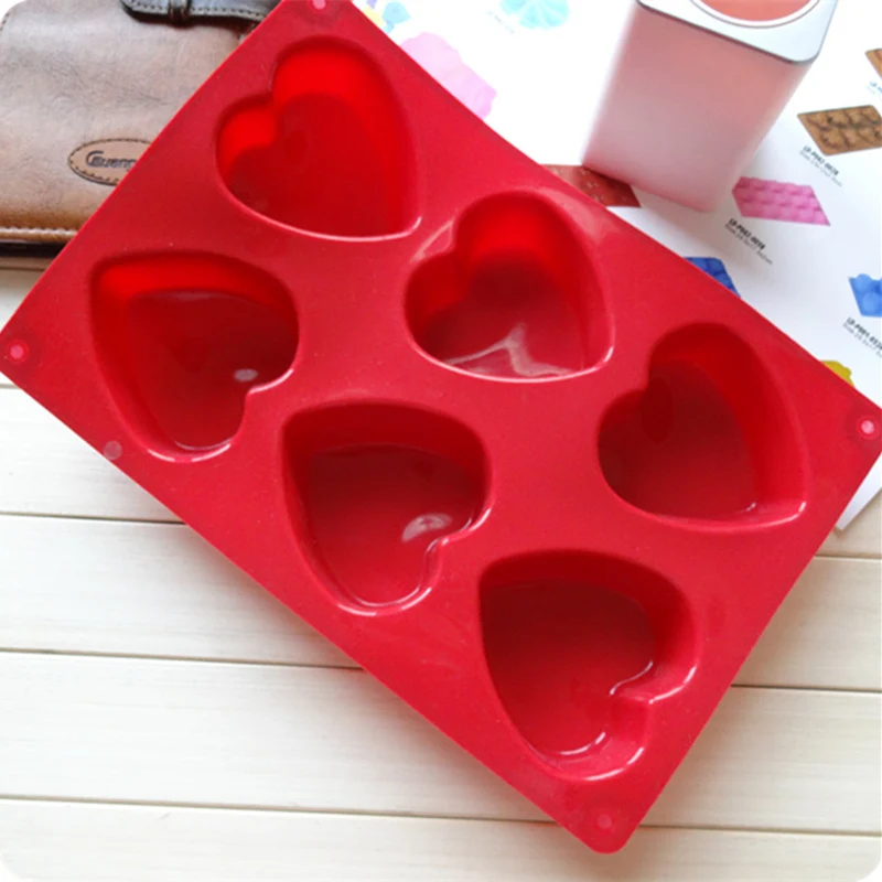 

6 Lattices Silicone Love Heart Shape Cake Mold DIY Handmade Soap Mould Chocolate Fondant Molds Wedding Party Cake Decoration
