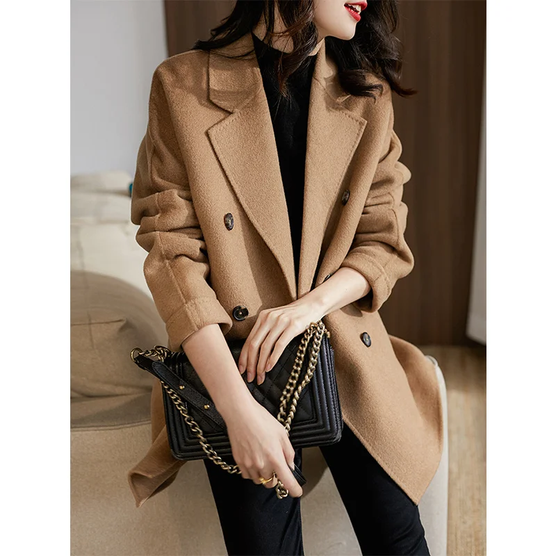 Высококачественное двубортное Женское пальто ручной работы из редкой