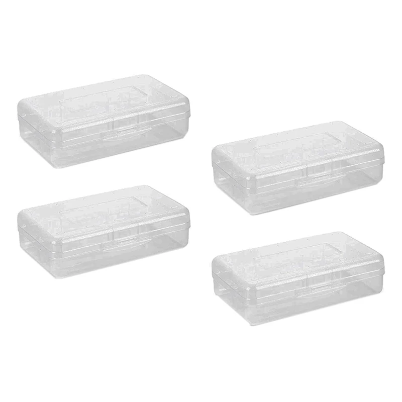 

4 Pack Clear Plastic Pencil Boxes,Translucent Pencil Boxes Crayon and Marker Boxes for Classroom or Office Storage