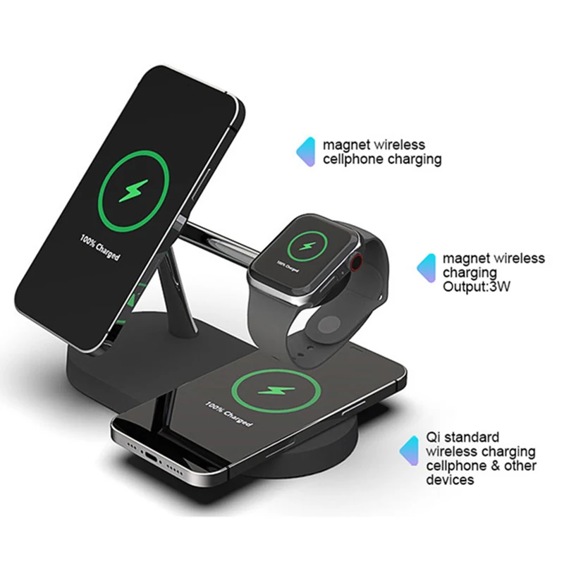 3 in 1 magnetic fast wireless charger for iphone 12 13 pro max induction charge docking station for apple watch airpods free global shipping