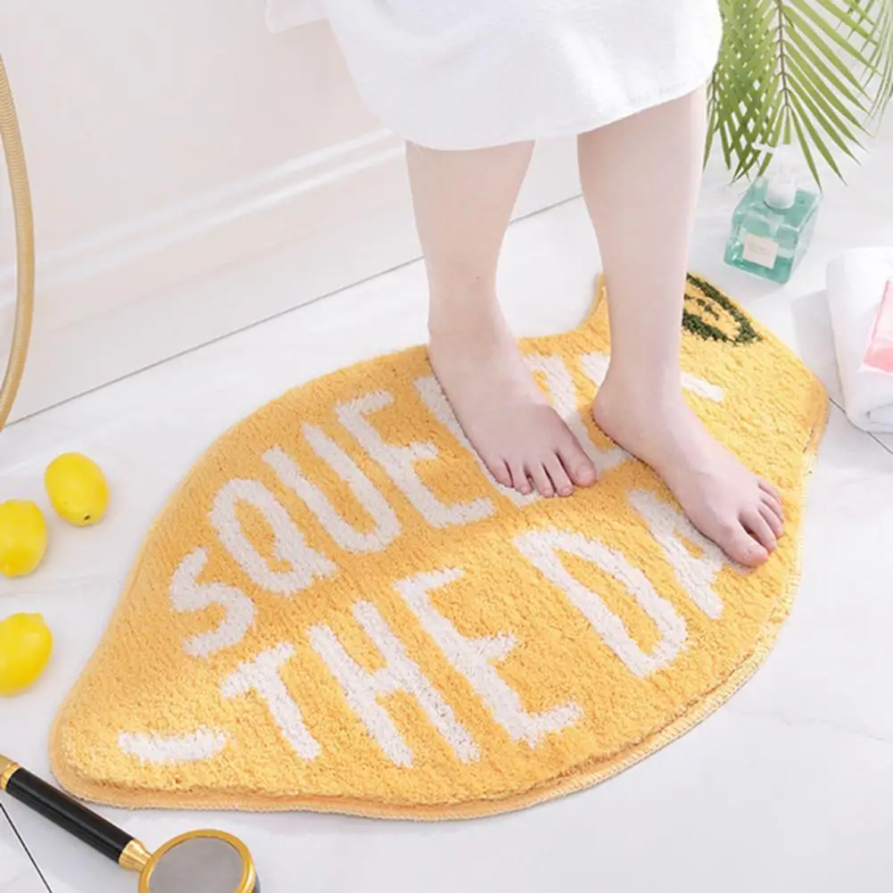 

Easy to Clean Quick Drying Lemon Peach Flocking Bath Mat for Bedroom
