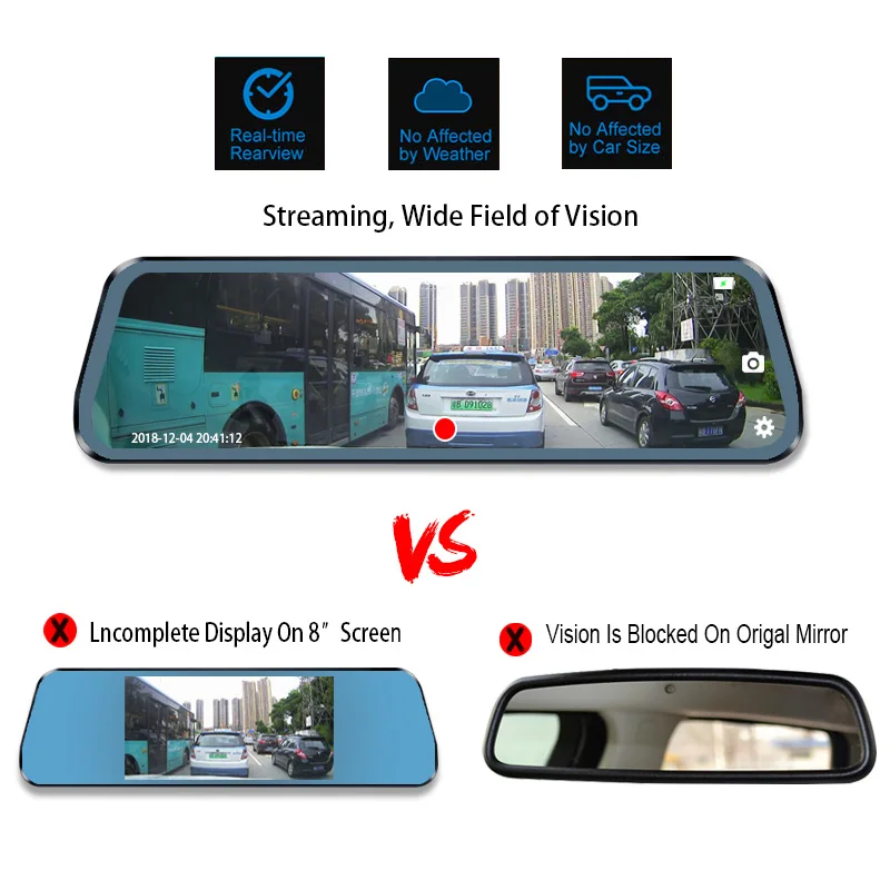 Автомобильный видеорегистратор с сенсорным экраном двойным объективом камера