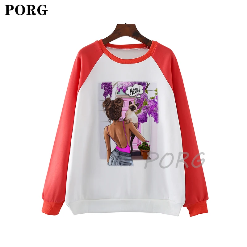 

Fashion Girl Love Paris Flowers Print Winter Sweatshirt Female Harajuku Long Sleeve Loose Cartoon Funny Casual Women Clothes
