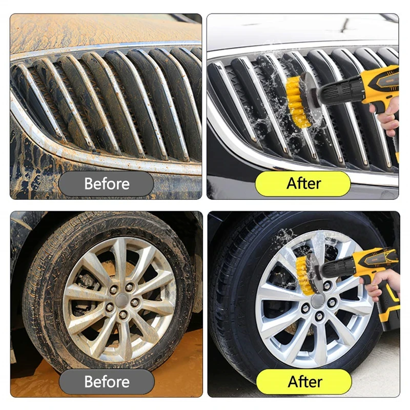 3Pcs/Set Electric Scrubber Brush Drill Brush Kit Plastic Round Cleaning Brush For Carpet Glass Car Tires Nylon Brushes 2/3.5/4'' enlarge