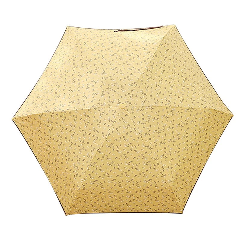 

Travel Umbrella Portable Lightweight Compact Parasol Umbrella UV Umbrella With Floral Pattern Yellow
