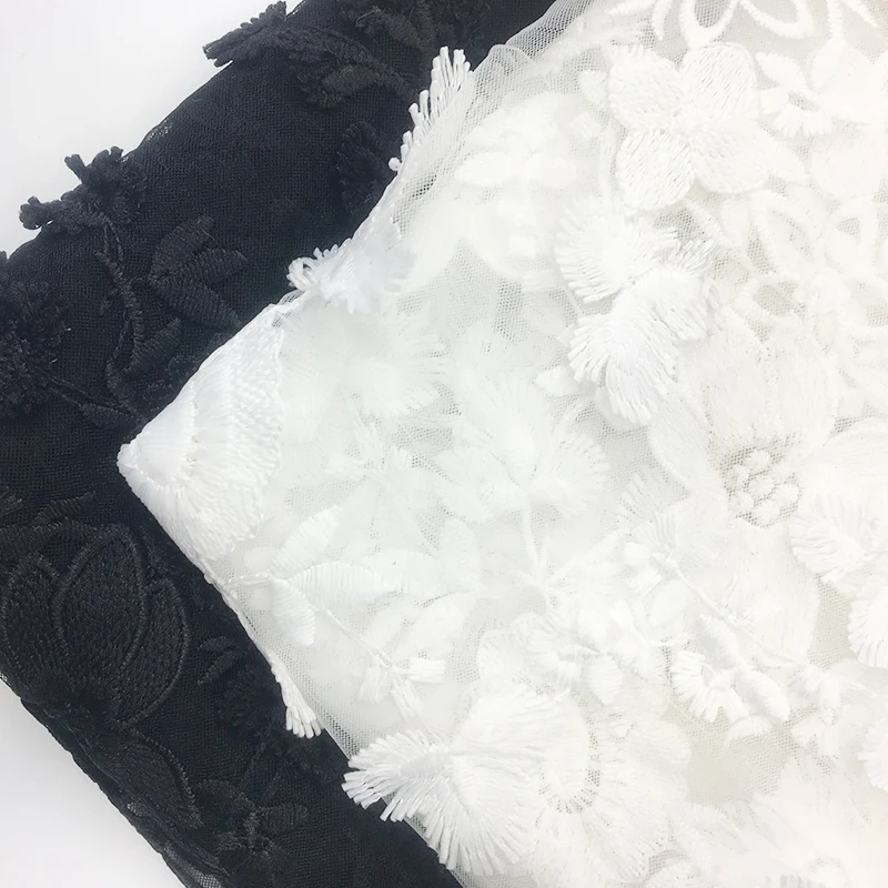 

Quality gauze material New three dimensional embroidery with floating embroidery fabric High grade dress wedding dress DIY tissu