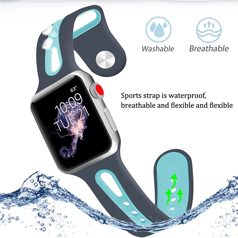 Хохлатый ремешок для часов аpple для apple watch 4 3 band 44 мм iwatch band 42 мм correa apple watch 38 мм 40 мм спортивные силиконовые ремешки для часов