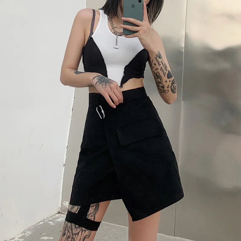 

Модная женская юбка с асимметричным подолом, шикарная бандажная однотонная летняя одежда в простом стиле, мини-юбка