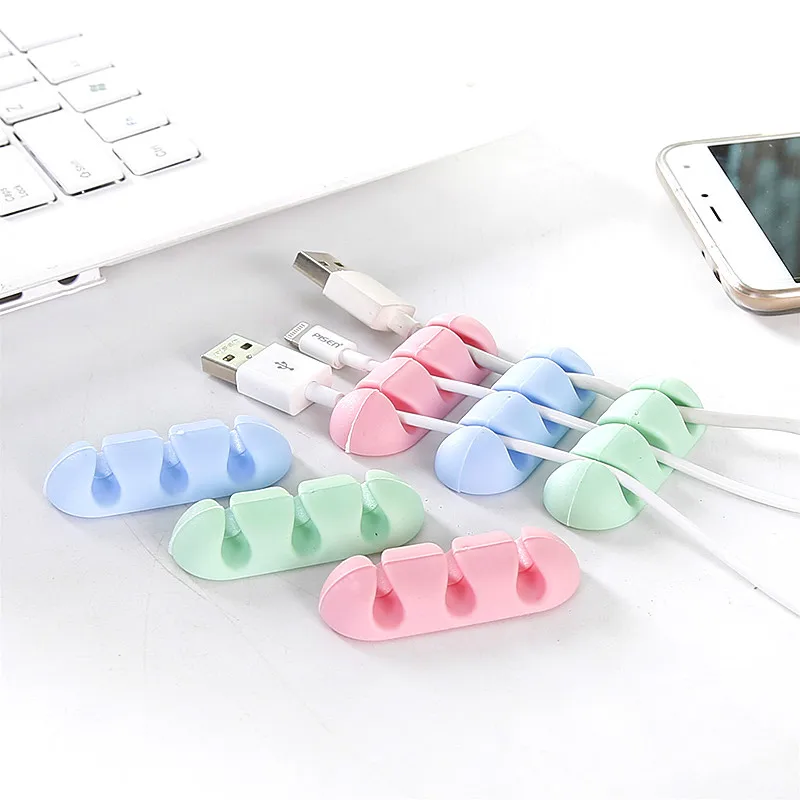 

2pcs New Arrival 1Pce Cable Winder Earphone Cable Organizer Wire Storage Silicon Charger Holder Clips Cable winder