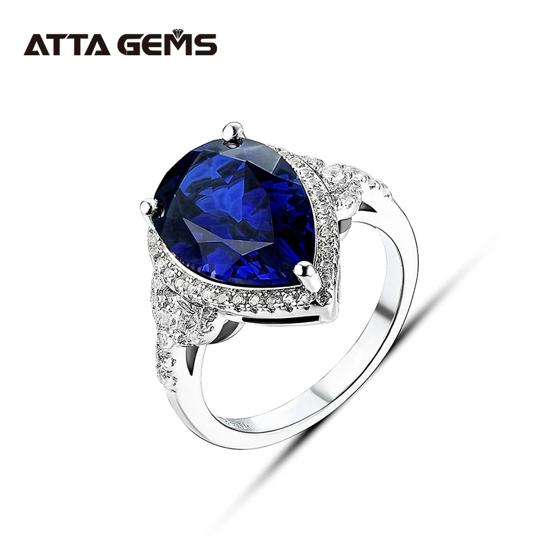 

Blue Sapphire Real Silver Women's Ring 6.8 Carats Created Royal Blue Sapphire Classic Exquisite Style Jewelry Brand Design