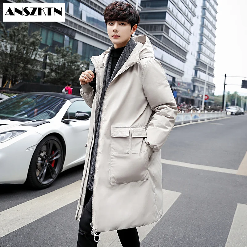 

Новое поступление 2020, Зимняя Теплая мужская куртка, повседневная куртка-пуховик с воротником-стойкой и толстой шапкой, парка на белом утином пуху, мужская куртка с капюшоном