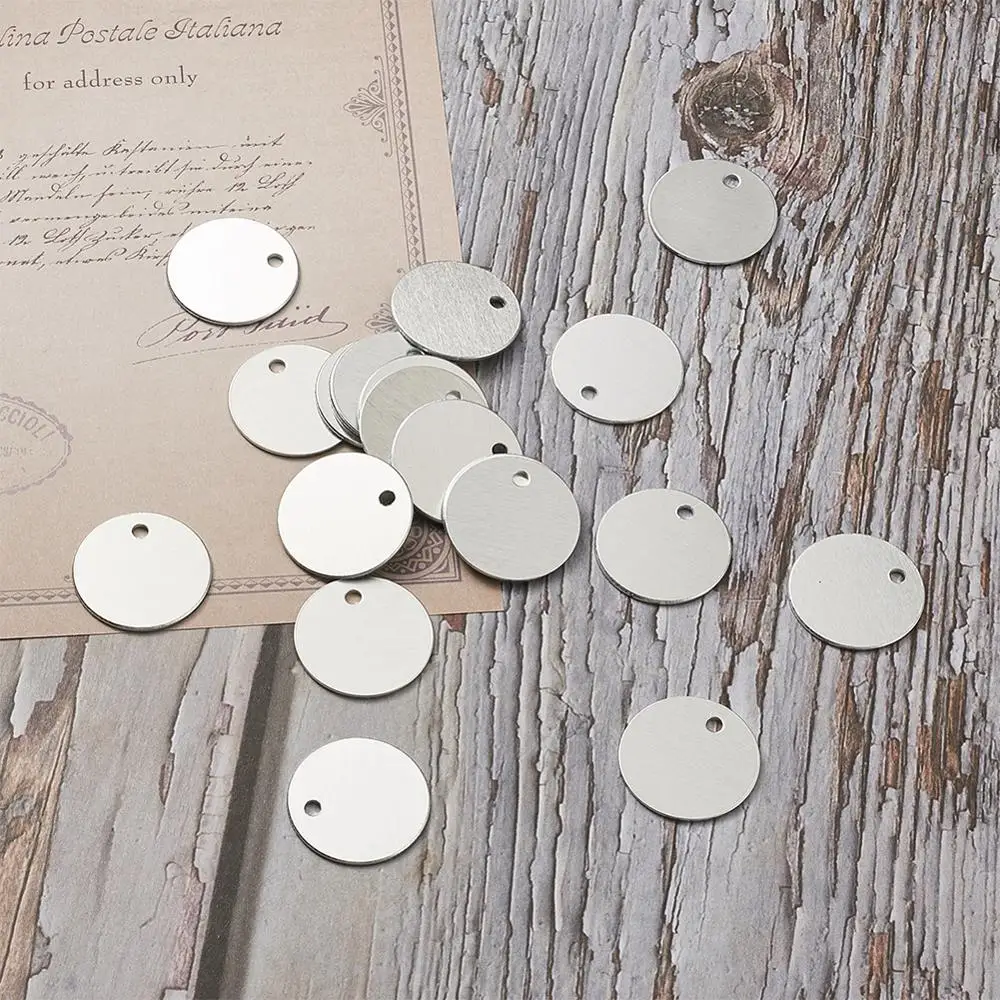 Плоские круглые алюминиевые штампованные Пустые бирки для подвески Pandahall 50