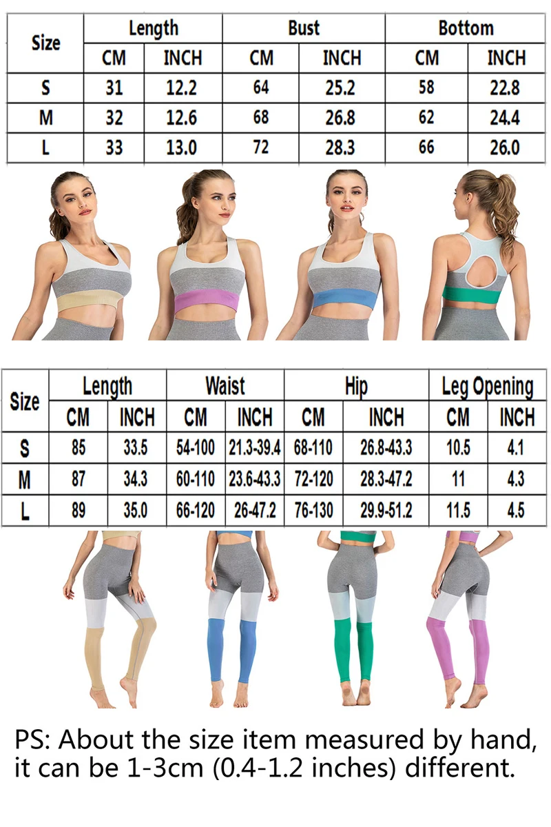 

2Piece of Set Women's Casual Suit Large Elastic Fitness Push Up Leggings and Sweat-Absorbing Running Bra Suit S-L