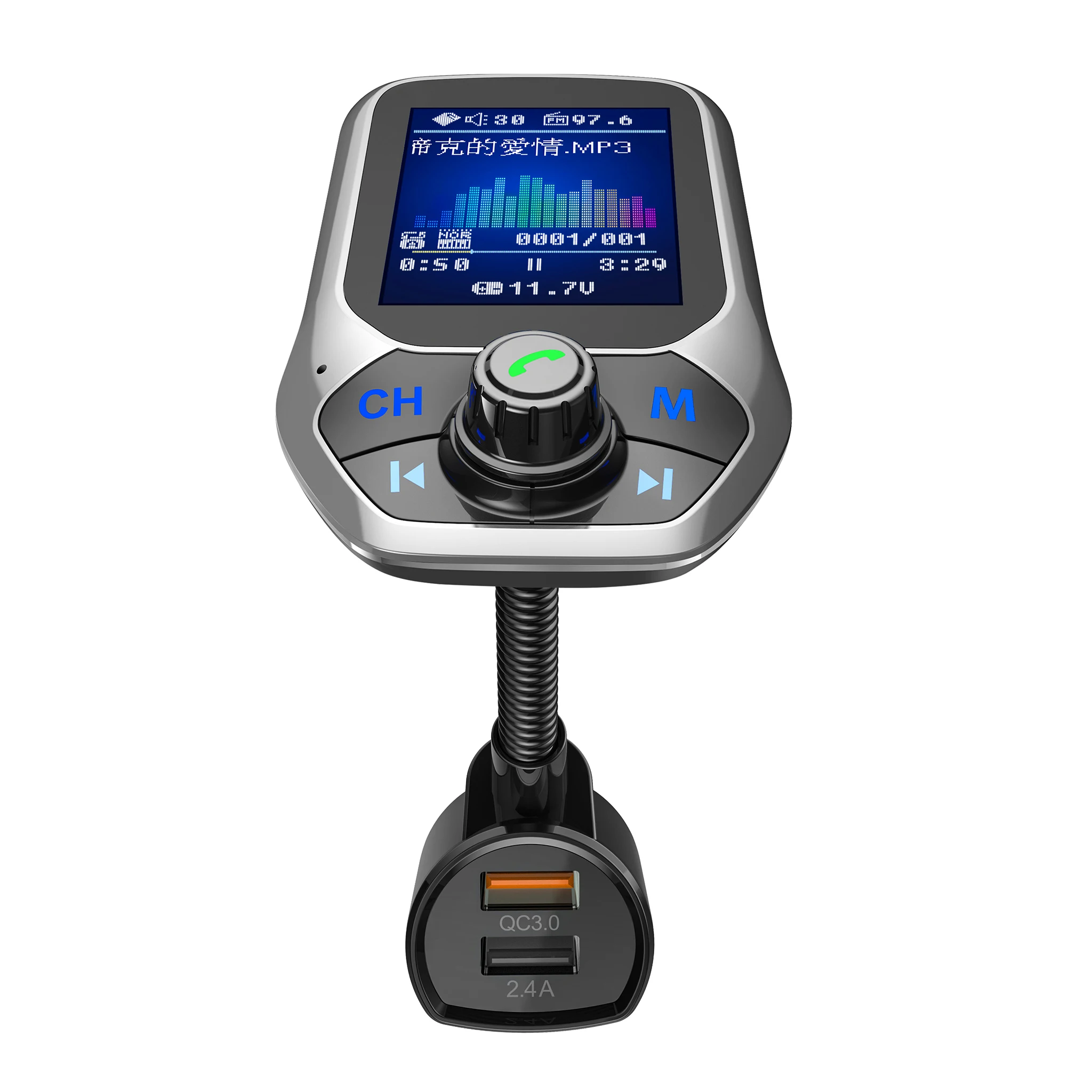 

QC 3.0 Car Bluetooth Hands Free MP3 Player/Phone to Radio FM Transmitter T43