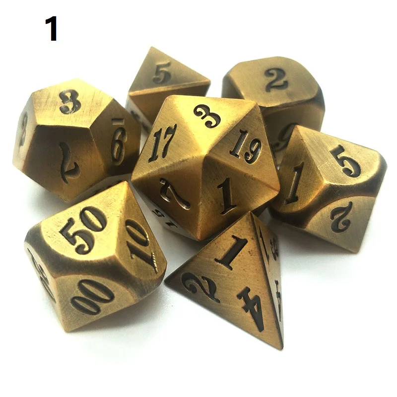 7 шт./компл. игральные кости DND набор патина многогранные металлические кубики dados