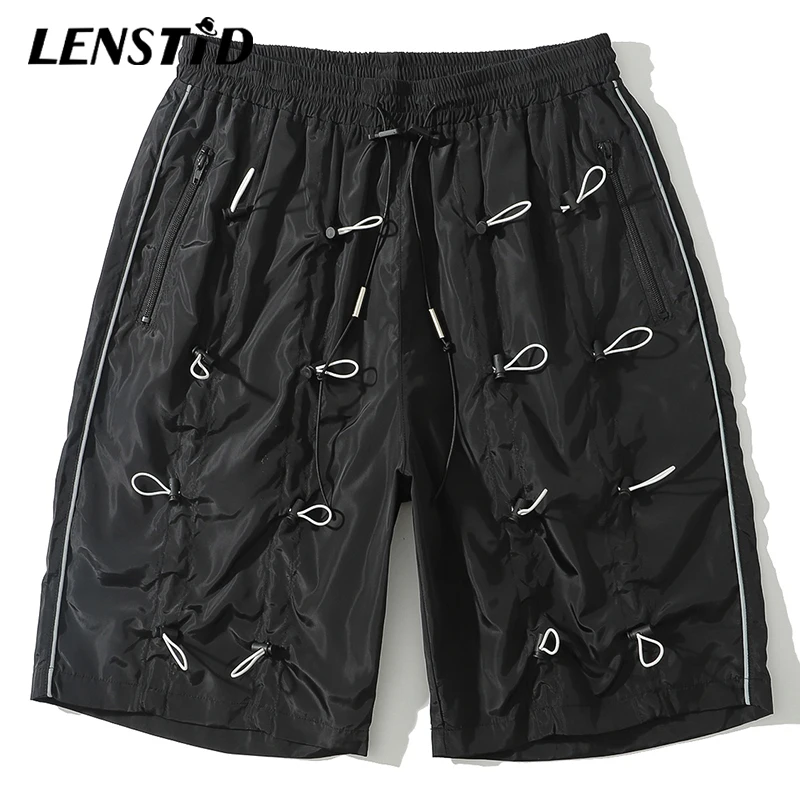 Мужские пляжные шорты LENSTID уличные хипстерские в стиле хип-хоп на завязках