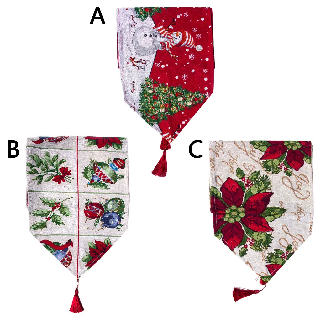 christmas table cover cloth festive decor red Creative Christmas Cotton Linen Tablecloth Table Flag Desktop Decoration 2020 8P | Дом и сад