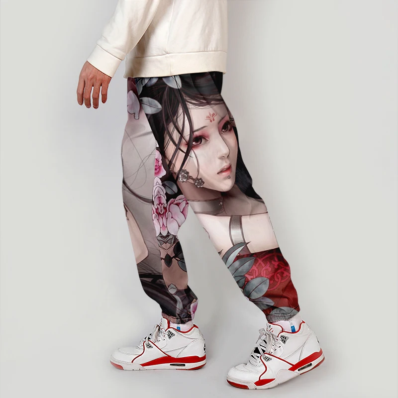 

2021 casual jogging pants high quality printing sexy unisex design hot selling streetwear overalls punk elastic trousers