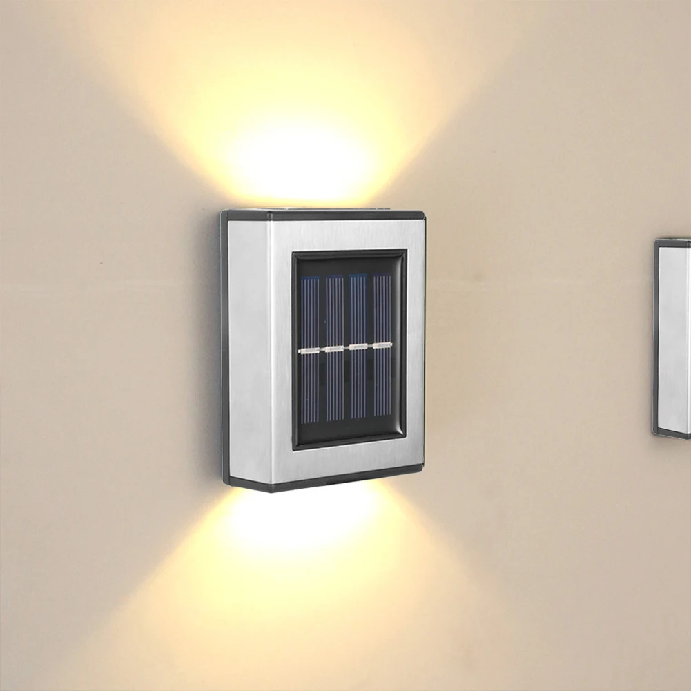 

Настенная лампа на солнечной батарее, уличный садовый водонепроницаемый Домашний Светильник, декоративные лампы вверх и вниз, 2 шт.