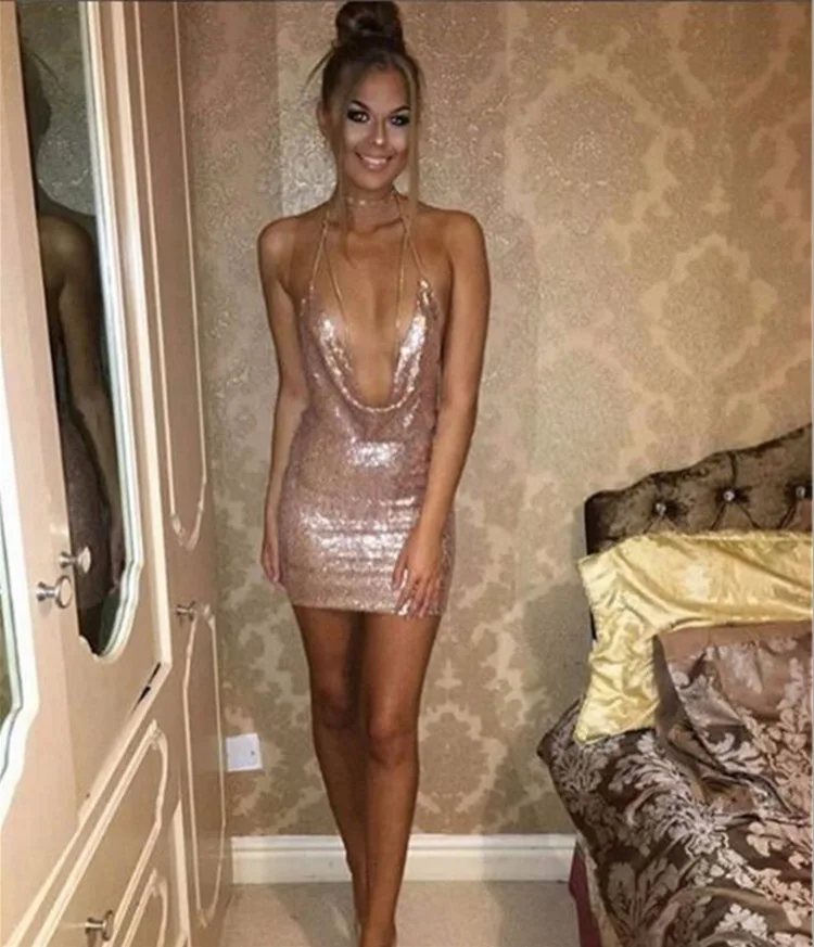 

2021 European and American new women's diamond-studded chain sling dress sexy backless sequined long skirt