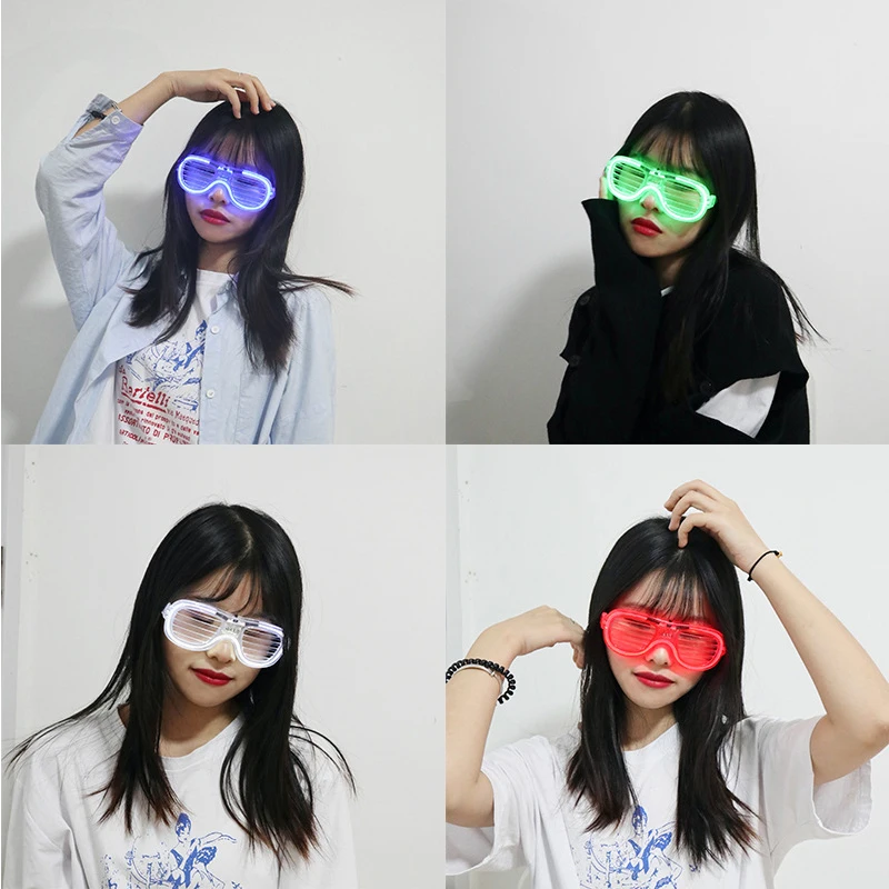 Fashion Cool LED Glasses Neon Cold Light Party Shutters Shape Glowing Halloween Christmas Supplies | Дом и сад