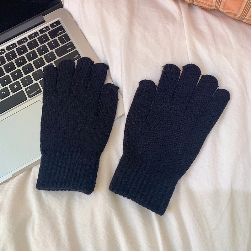 

Full Finger Gloves Women Knitting Woolen Touch Screen Points Finger Solid Gloves Unisex Couple Mittens Women Men Knitted Gloves