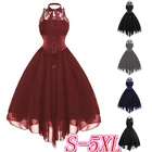 Женское винтажное платье с кружевной юбкой, Бордовое платье средневековой длины в готическом стиле, длинное платье с широкой юбкой, новинка 2019