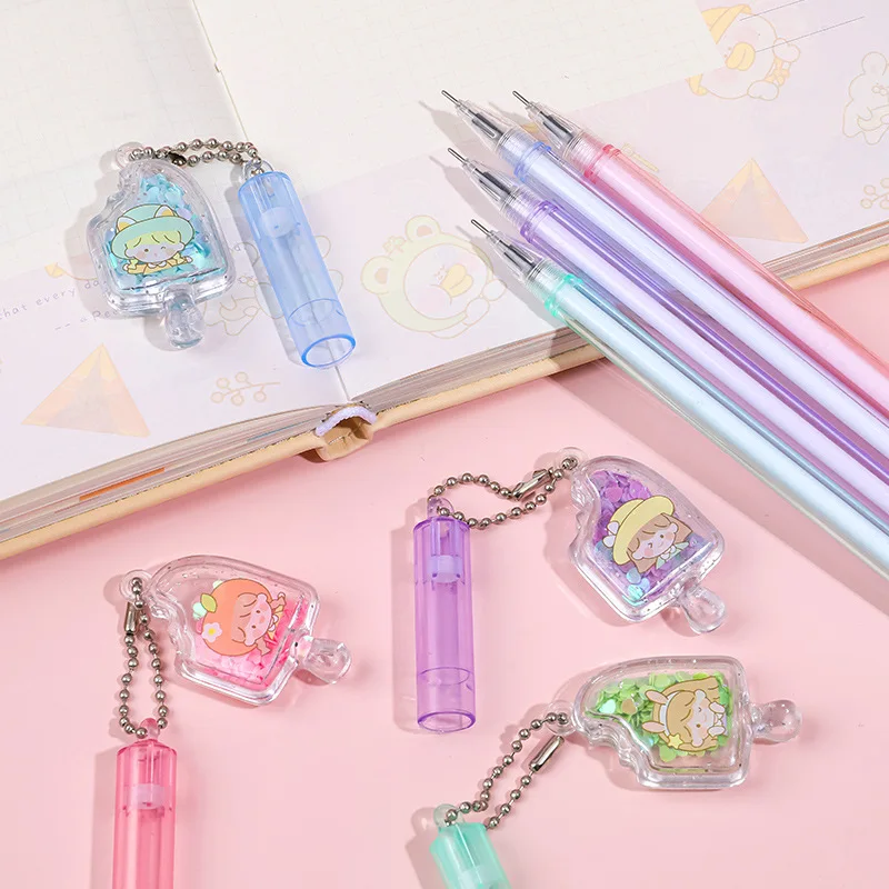 

36 pcs/lot Ice cream Girl Pendant Gel Pen Cute 0.38mm black ink Signature Pen School Office writing Supplies Promotional Gift