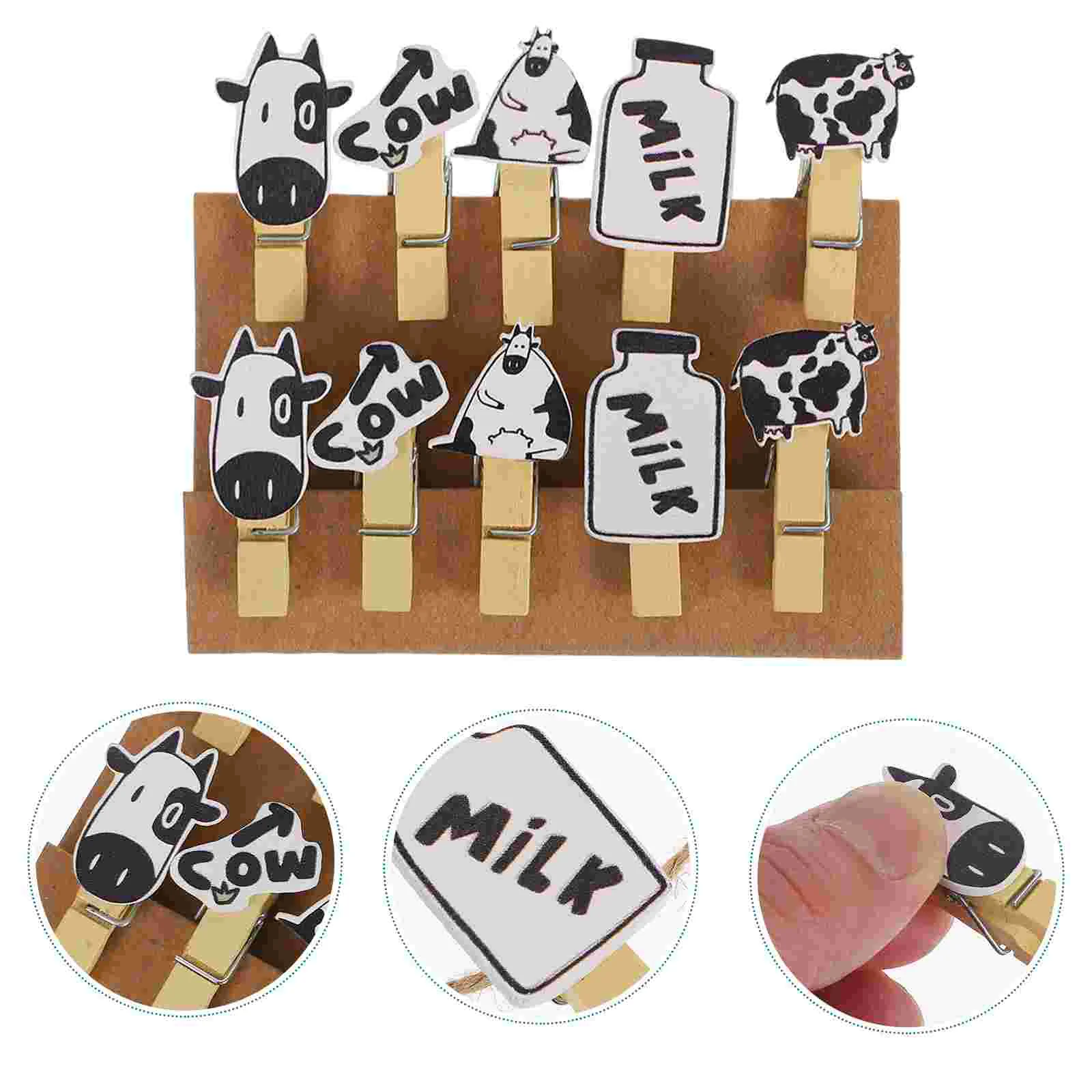 

5 Packs Photo Clips Wooden Memo Folders Shaped Cards Folders with Hemp Rope