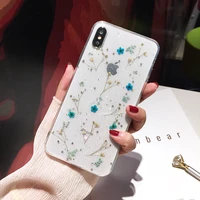 qianliyao glitter dried flower phone case for huawei p40 p30 p20 mate 30 20 pro real flowers transparent soft tpu back cover