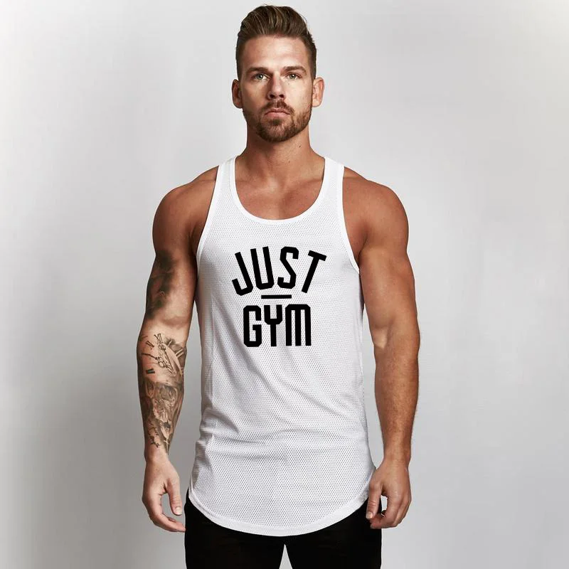 Muscleguys Men's Compression Sleeveless Tight Shirt Fitness Workout Vest Bodybuilding Tank Top quick drying Mesh Gyms clothing