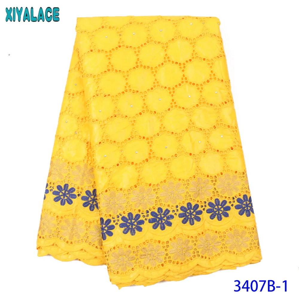 

XIYA African Bazin Riche Embroidered Fabrics Latest Bazin Brode Embroidered Laces Nigerian Sewing Materials with Stones KS3407B