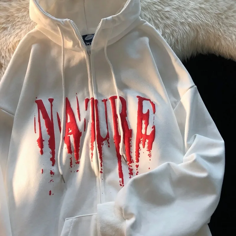 

Women Hoodie Harajuku Version Loose Oversized Sweatshirts Long-sleeved Hooded clothes cardigan vintage streetwear album album