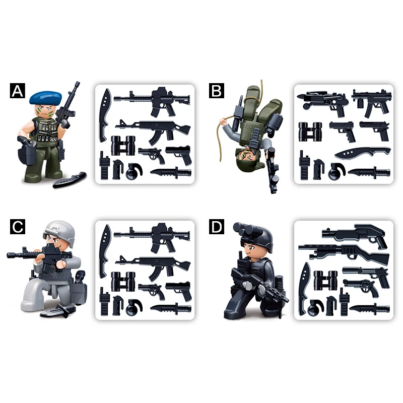 SLUBAN полиции SWAT спецназ современный солдат бандиты Ghost Commando фигурки строительные