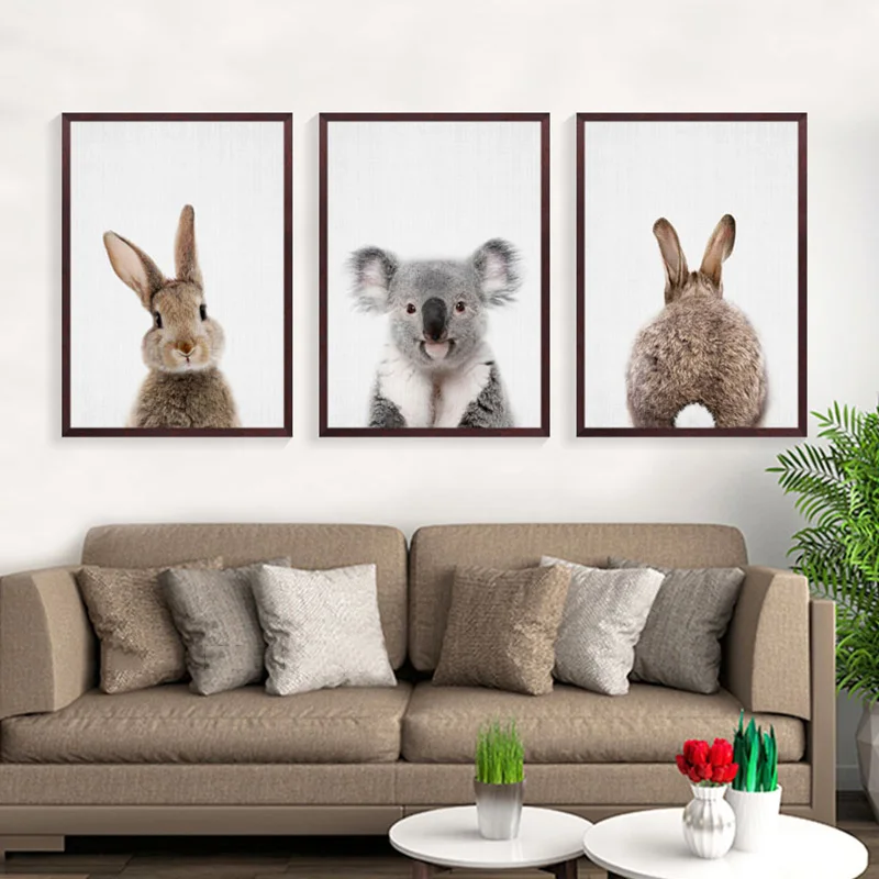 Скандинавский милый кролик фотообои с животными настенные картины для гостиной