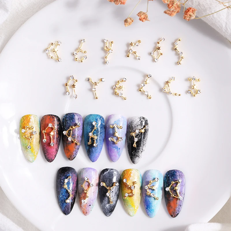 2 шт./компл. 3d-стразы для ногтей смешанный размер кристалл Металл Золотой