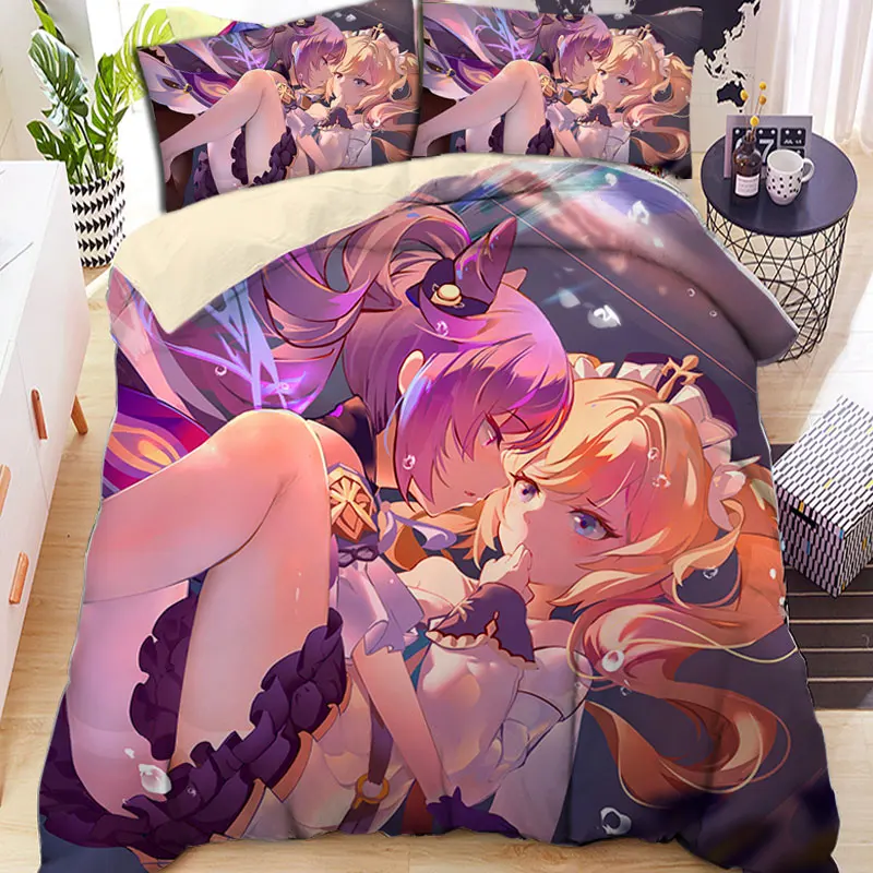 

Juego de ropa de cama con estampado 3d de Genshin Impact, edredÃ³n gigante de dibujos animados, sin sÃ¡bana