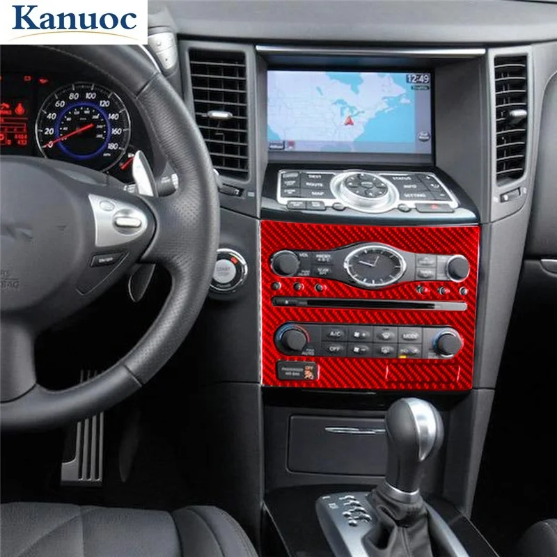 

Автомобиль с флэш-накопителем CD панель отделка Крышка для Infiniti FX 2009-2013 QX70 2014-2017 углеродное волокно стикер Стайлинг Аксессуары красный