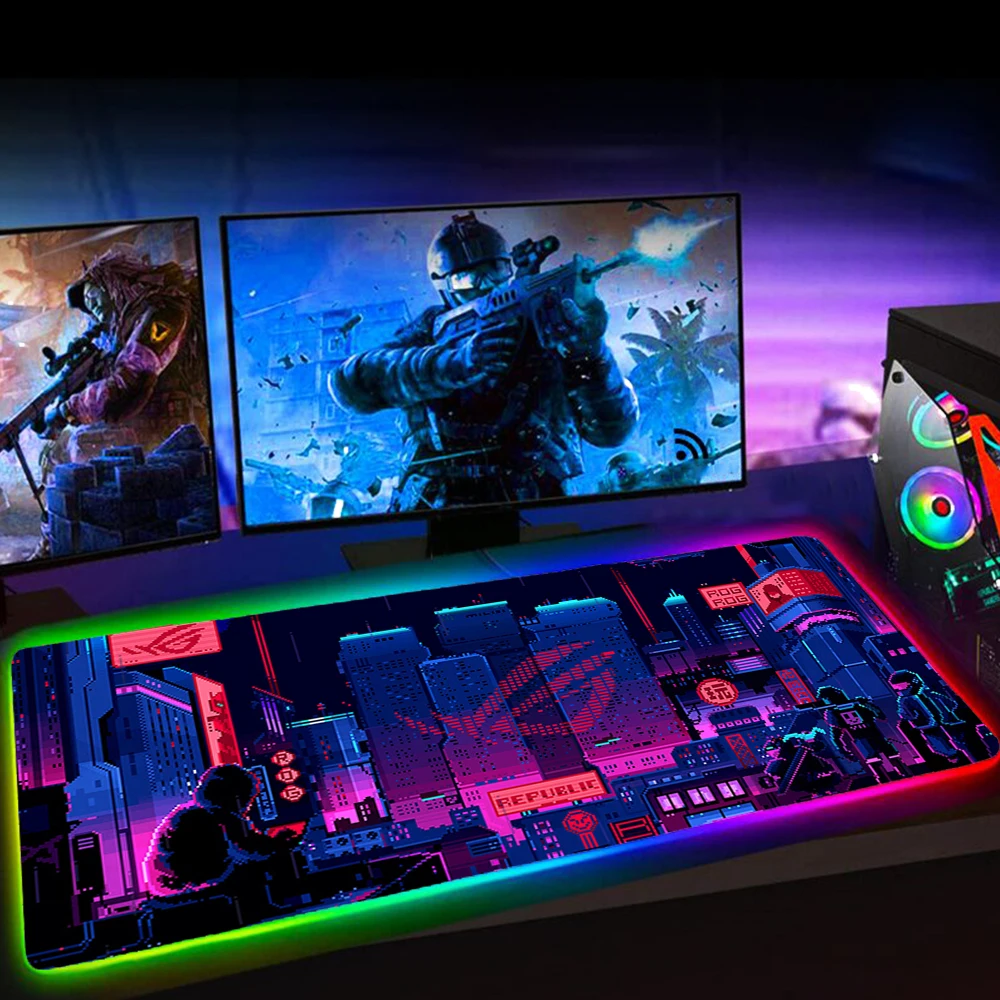 

Rgb Asus Rog Gaming Mouse Pad Large Kawaii Mousepad RGB Computer Mouse Pad Gamer Mause Pad LED Backlit Mat Keyboard Desk Mat