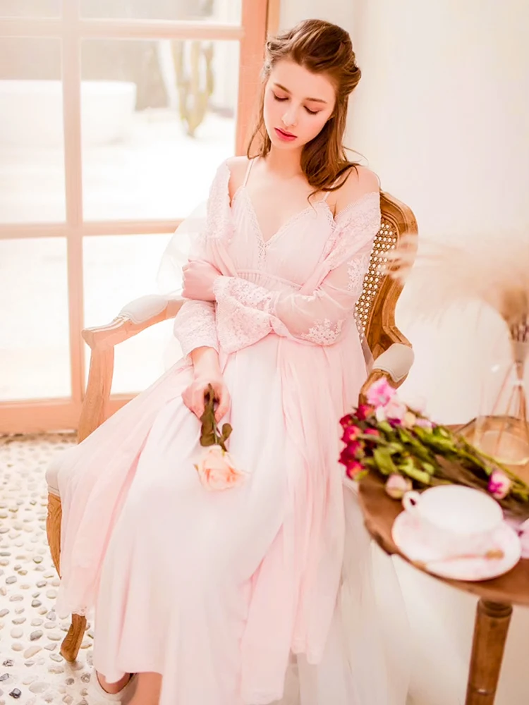 

Woman Sleepwear sets Sexy Kimono Bathrobe Bride Bridesmaid Wedding Robe Set Lace Casual Home Clothes femme Nightwear nightgowns