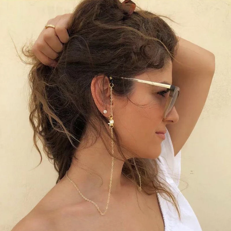 Цепочки для очков женские золотистые металлические элегантные аксессуары