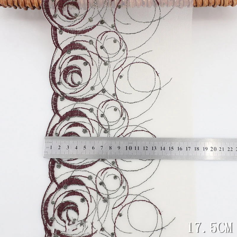 2 ярда новая кружевная аппликация с вышивкой лента для шитья красные ленты