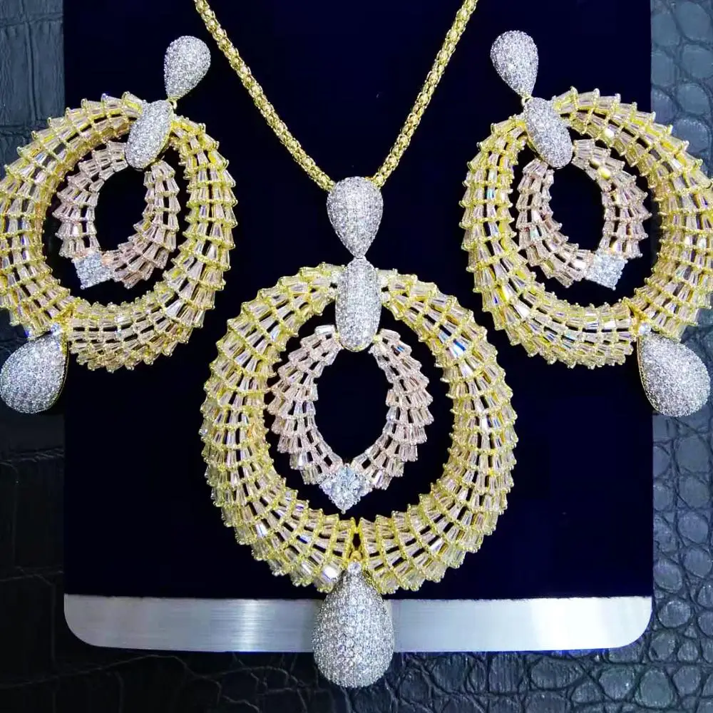 GODKI Роскошные большие смелые нигерийские ожерелья серьги ювелирные наборы для
