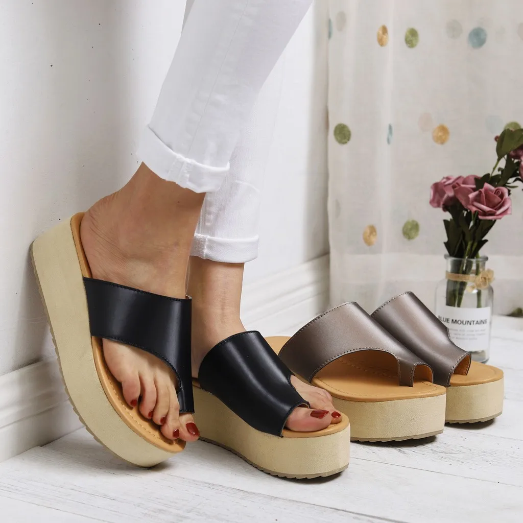 

Women Shoes Flip Flops Open Toe Platform Ladies Shoes Casual Pumps Shoes Woment Wedge High Heels Fishbill Breathable Sandals