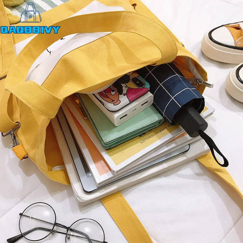 

Girls Canvas Shoulder Bag Casual Environmental Shopping Bag Tote Package Large Capacity Cartoon Print Cross Body Bags for Women